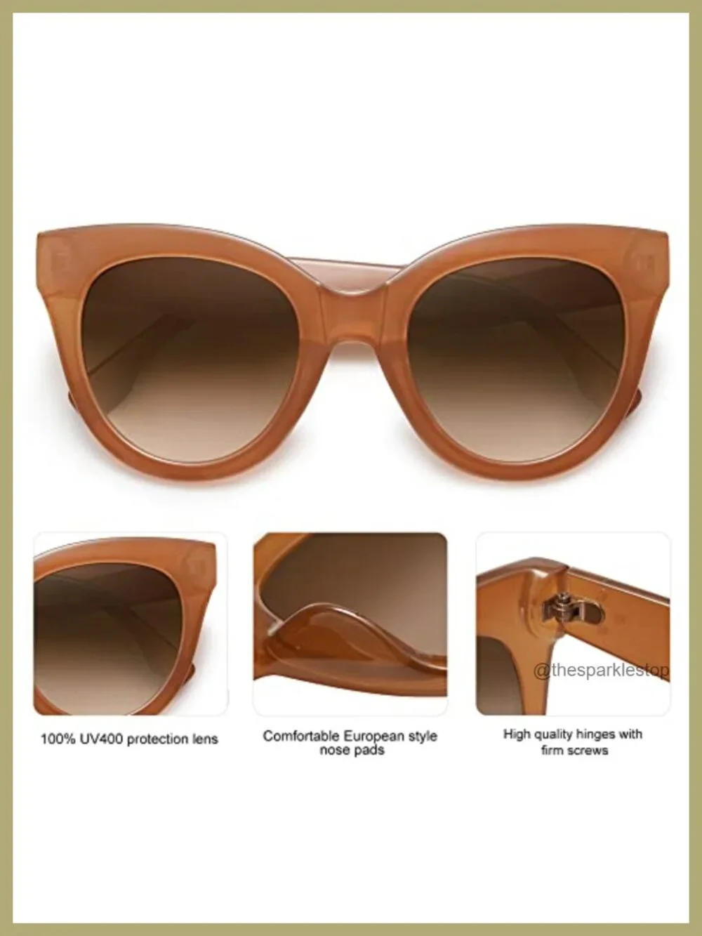 Oversized Cateye Sunglasses Women Retro Vintage UV400 Plastic Frame